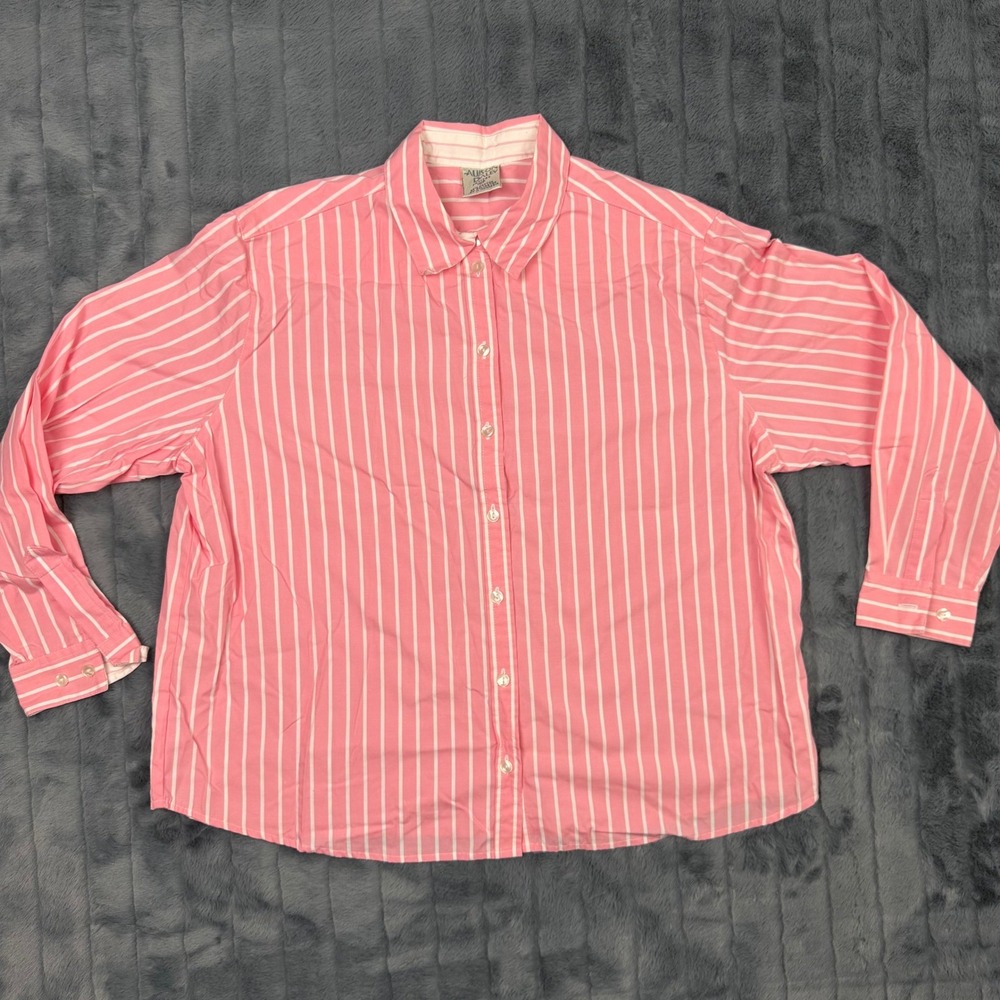 Allison Daley Womens Pink White Striped Button Down Shirt Petites 16P